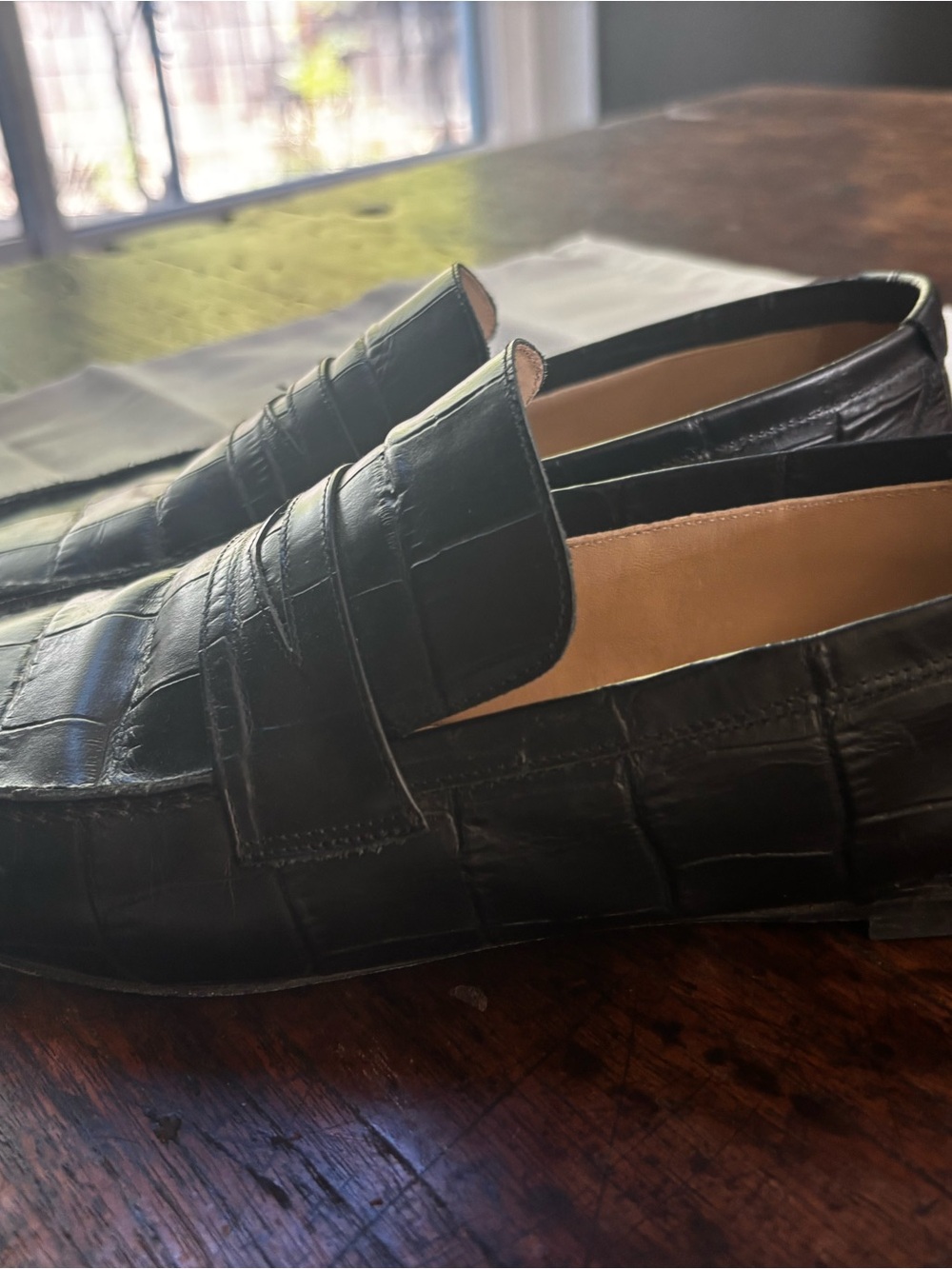 Jamie Haller Penny Loafers Black Croc Leather Size 40 - Picture 5 of 10